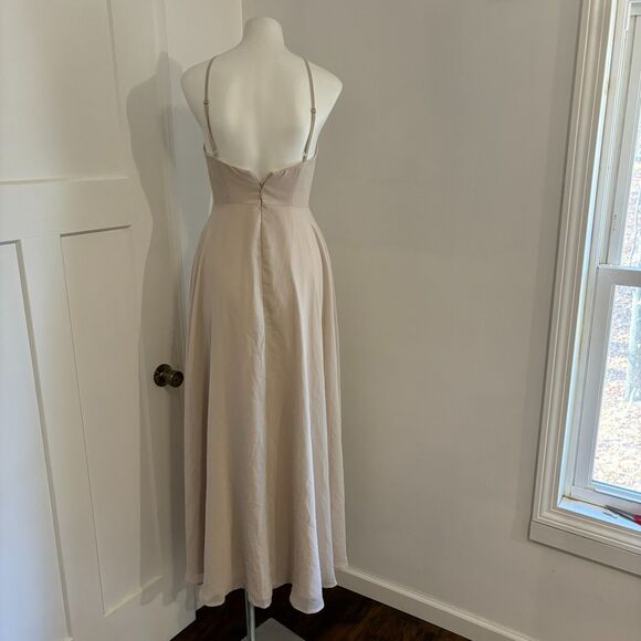 Azazie size 8 Cream Juliet Dress High Neck Halter Floor Length Bridesmaid Dress - Picture 5 of 12